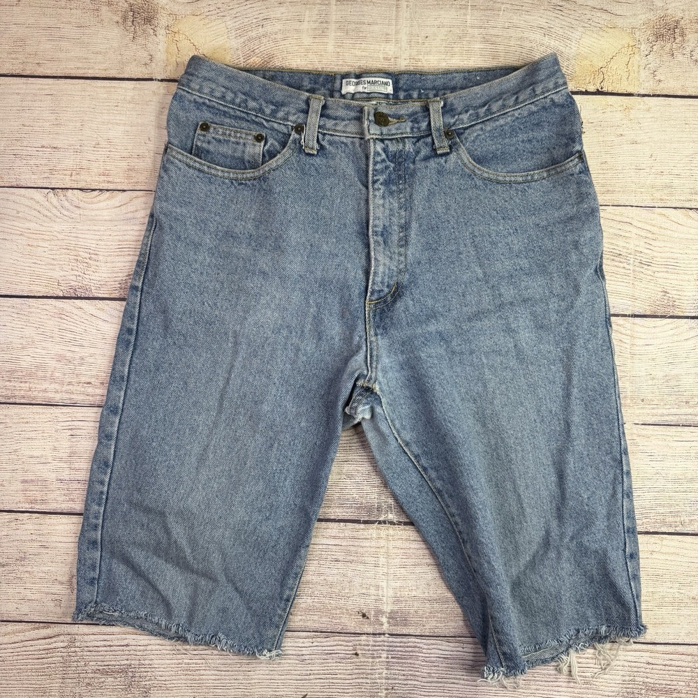 Vintage Guess Cutoff Jean‎ Shorts Mens 33 Light Denim Georges Marciano USA FLAWS